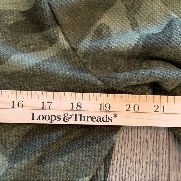 DEREK HEART Cardigan Women’s Large Green Camouflage Open Front Waterfall. - Picture 8 of 10